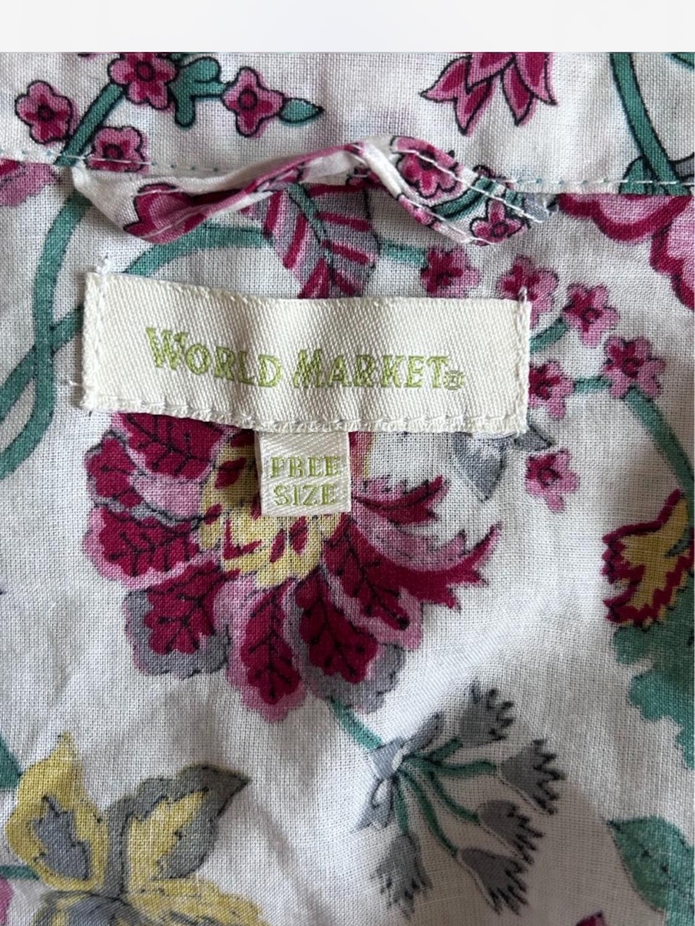 WORLD MARKET Floral Indian Block Print Cotton Kimono Robe - Picture 5 of 6